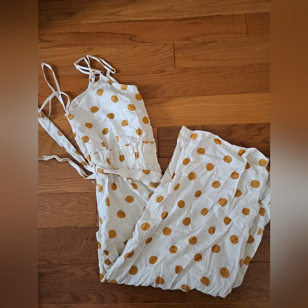 White and Gold Polka Dot Dress